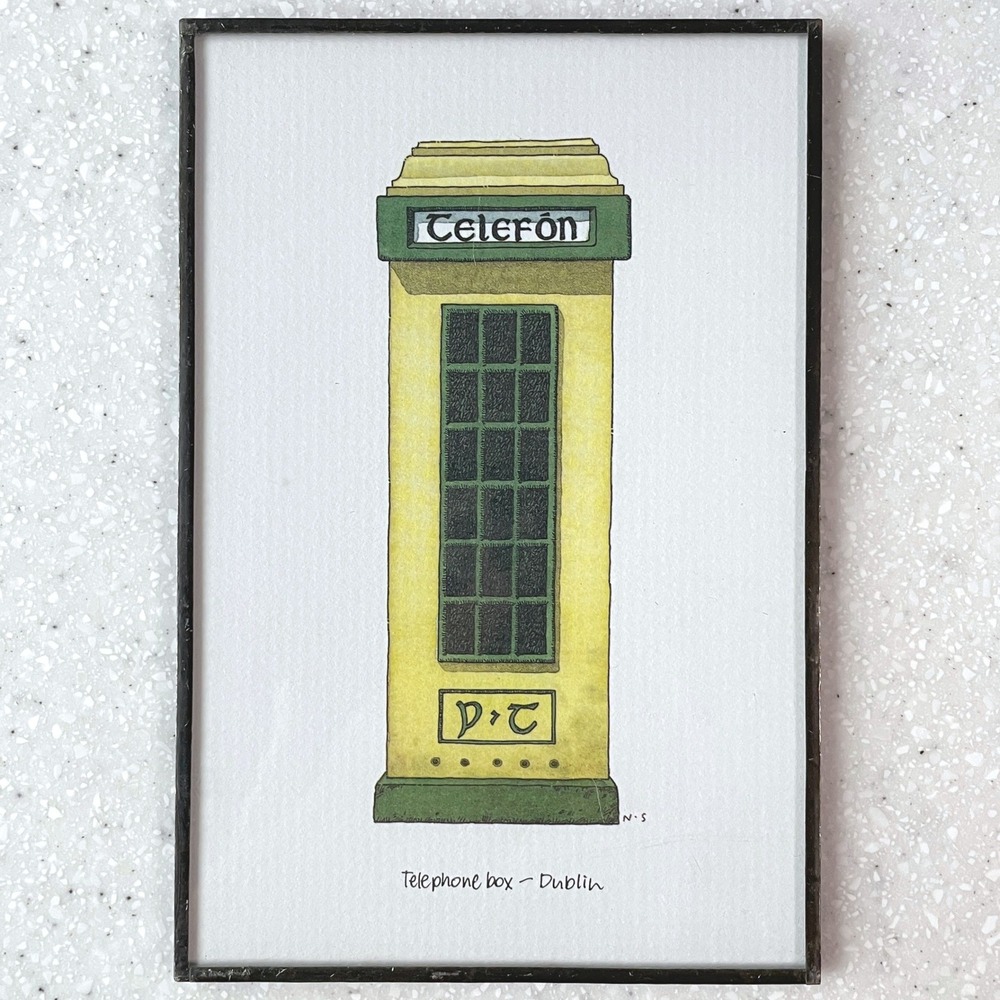 Norman Stiff Bóthar Buí Studio Dublin Telephone Box Framed Art Illustration